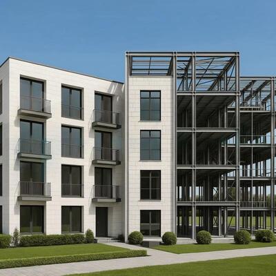 Q355B Çelik Yüksek Katlı Prefabrik Çok Katlı Çelik Yapı Çerçeve Dairesi