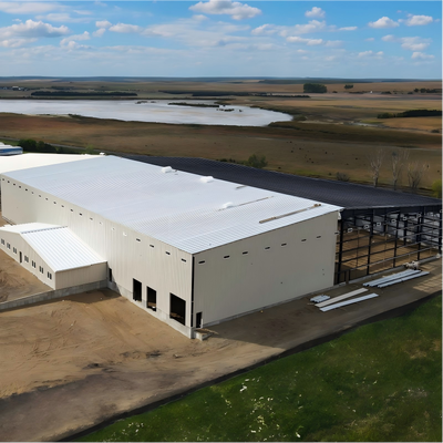 Q355 Çelik Büyük Aralık Rengi Özel Modern Tasarım Prefab Çelik Yapı Depo Ofisiyle