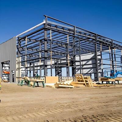 Q355 Çelik Büyük Aralık Rengi Özel Modern Tasarım Prefab Çelik Yapı Depo Ofisiyle