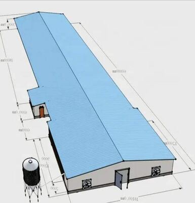 Boyutu 120m x 20m yalıtımlı tasarım prefabrik çelik yapısı tavuk evi