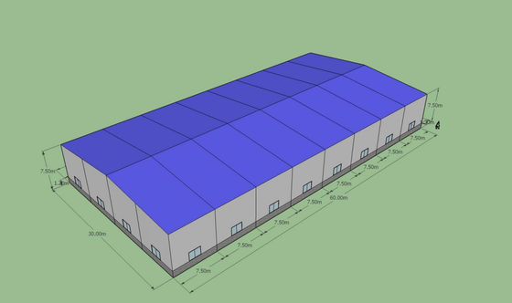60x30x7.5m Prefabrik Çelik Depo ASTM A36 Q235B